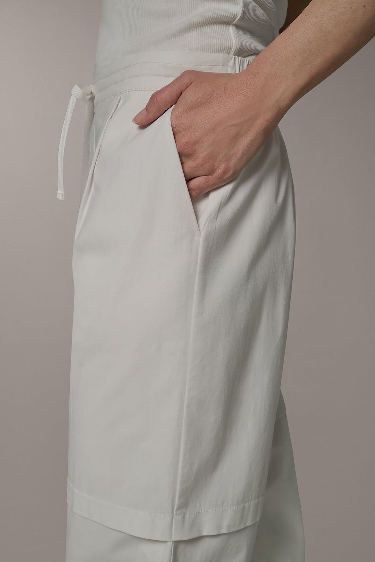PAPER POPLIN PANT - Cream