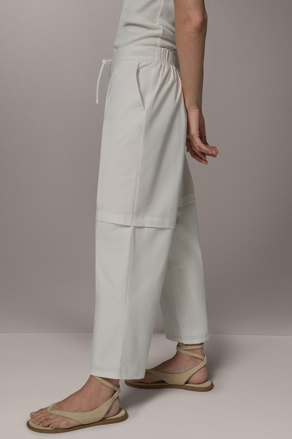 PAPER POPLIN PANT - Cream
