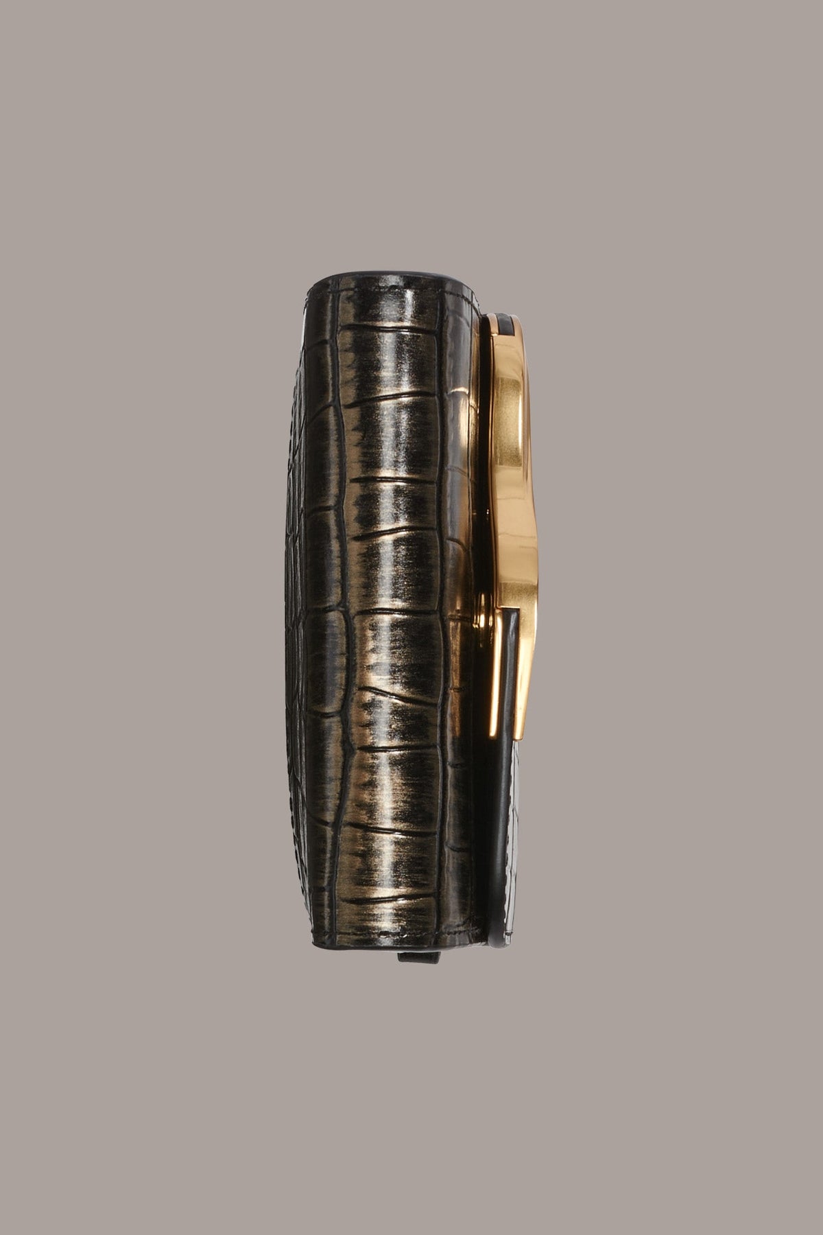 MALVERNE METALLIC CROC-EFFECT MINI CROSSBODY BAG - BLACK/GOLD