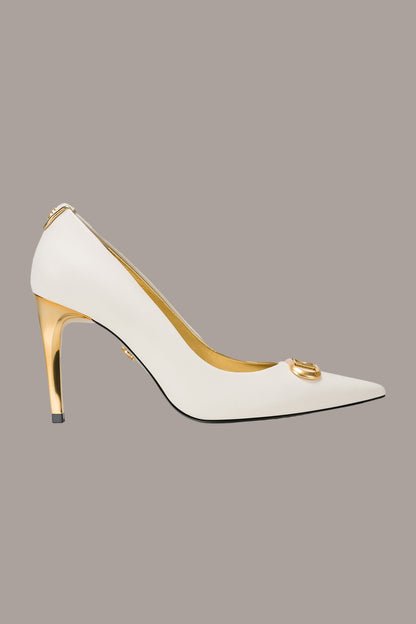 PANTHIA LOGO-EMBELLISHED HIGH PUMP - IVORY