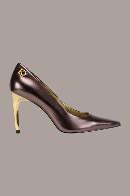 SAVITA LOGO-EMBELLISHED HIGH PUMP - DARK COPPER