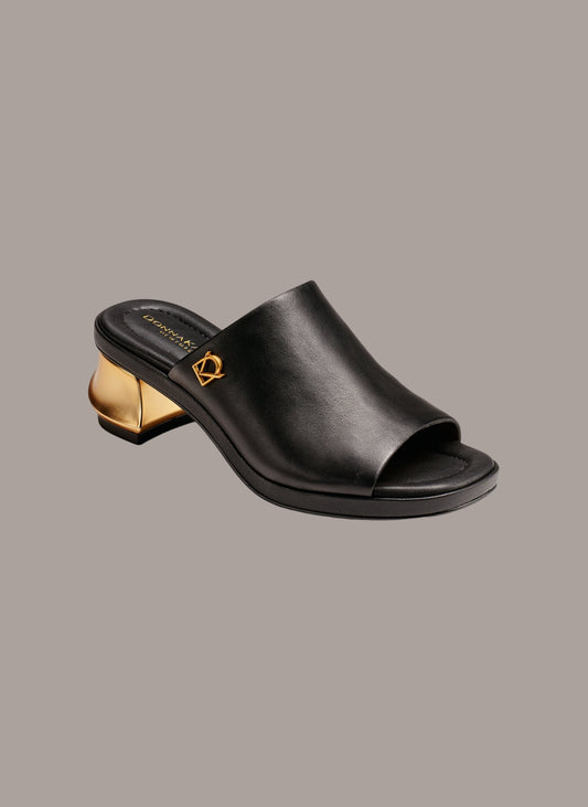TINLEY LEATHER MULE SANDAL - Black