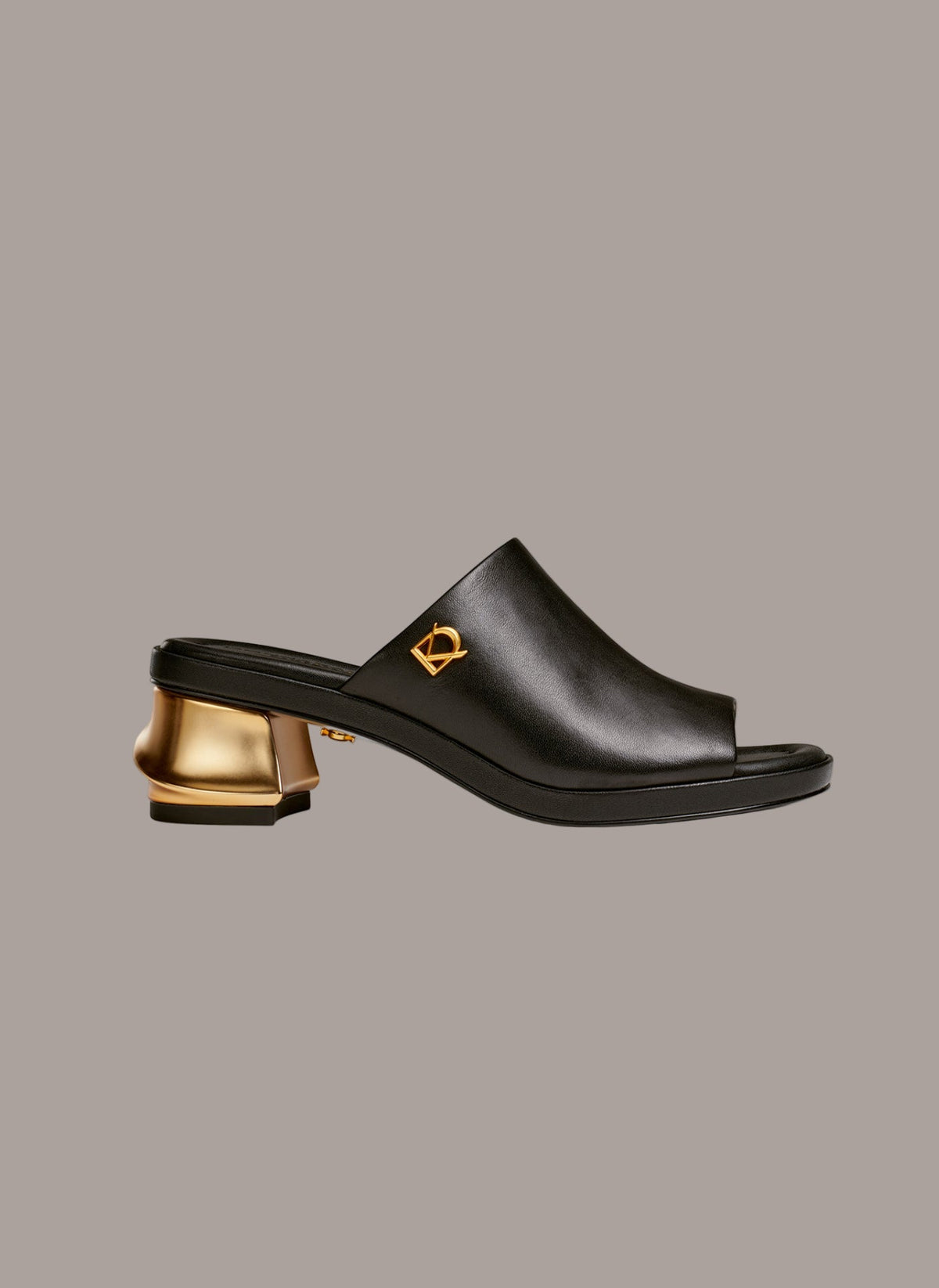 TINLEY LEATHER MULE SANDAL - Black