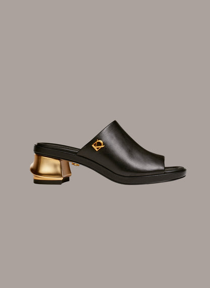 TINLEY LEATHER MULE SANDAL - Black
