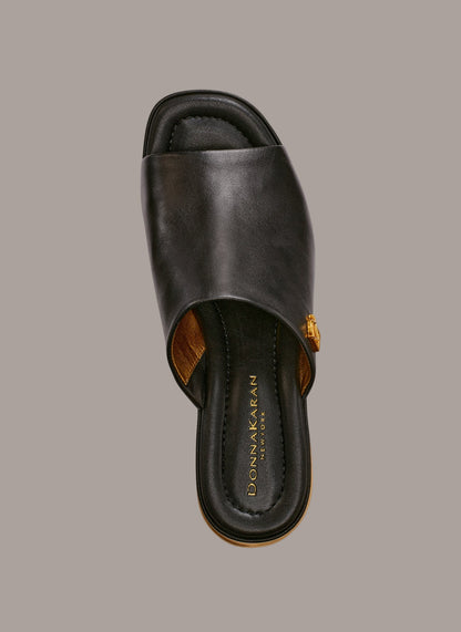 TINLEY LEATHER MULE SANDAL - Black