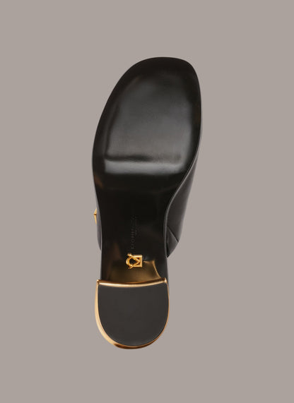TINLEY LEATHER MULE SANDAL - Black