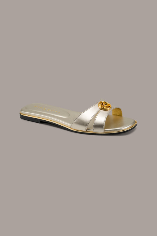 HALO SLIDE SANDAL - White Gold