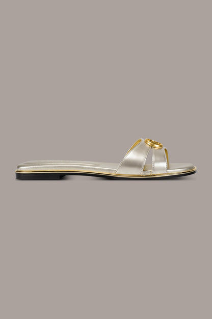 HALO SLIDE SANDAL - White Gold
