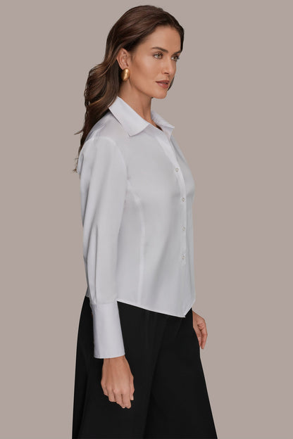 CROPPED WOVEN BLOUSE - White