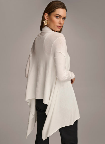 LONG SLEEVE DRAPE CARDIGAN - Cream