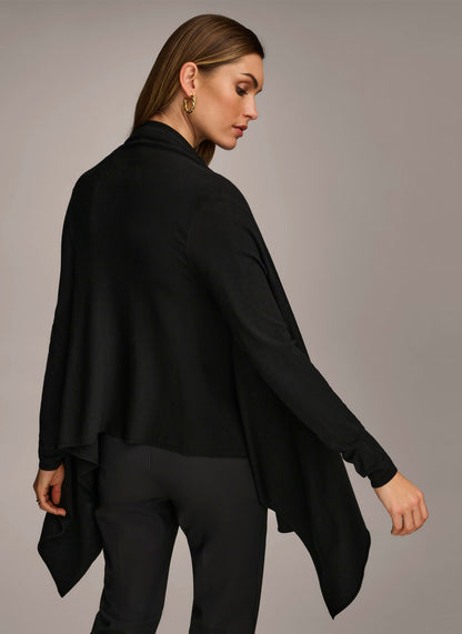 LONG SLEEVE DRAPE CARDIGAN - Black