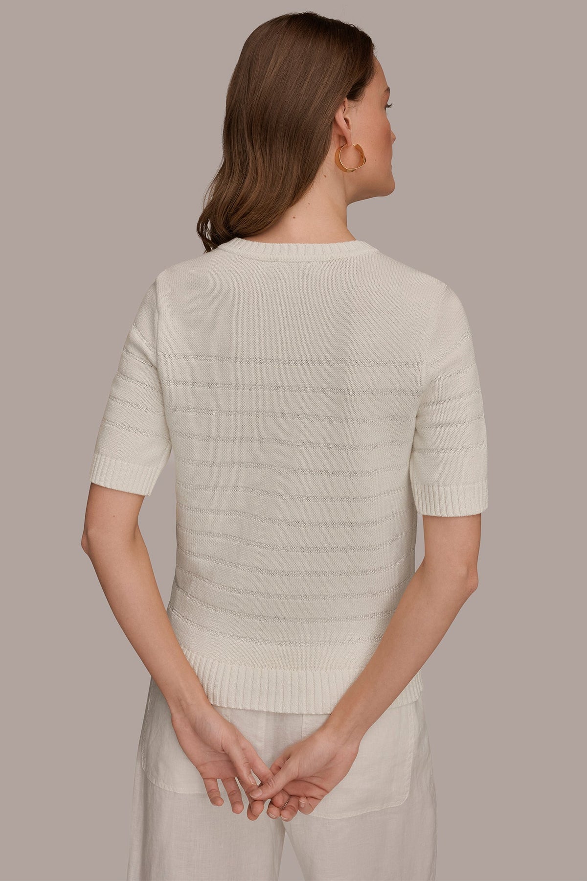 SEQUIN STRIPE SWEATER - Cream