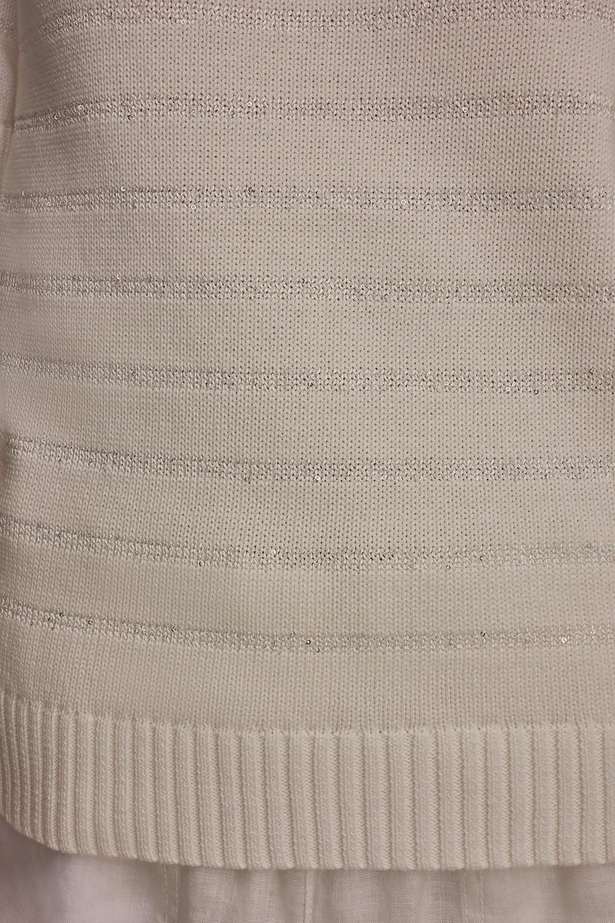 SEQUIN STRIPE SWEATER - Cream