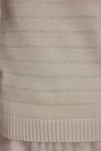 SEQUIN STRIPE SWEATER - Cream