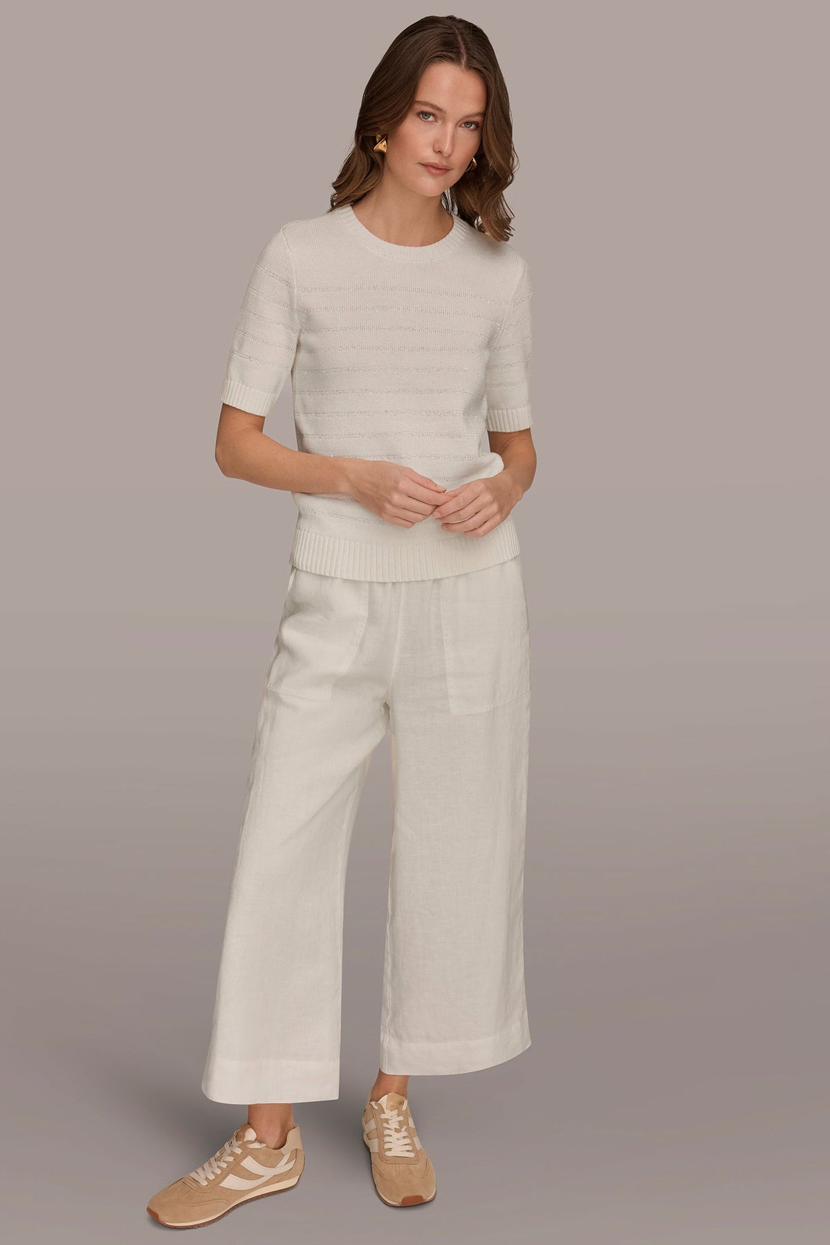 SEQUIN STRIPE SWEATER - Cream