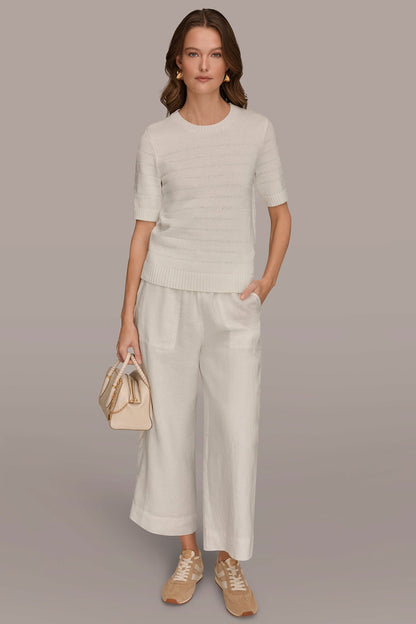 SEQUIN STRIPE SWEATER - Cream