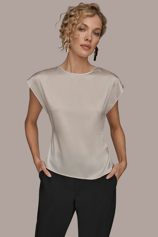 CAP SLEEVE BLOUSE - Cream