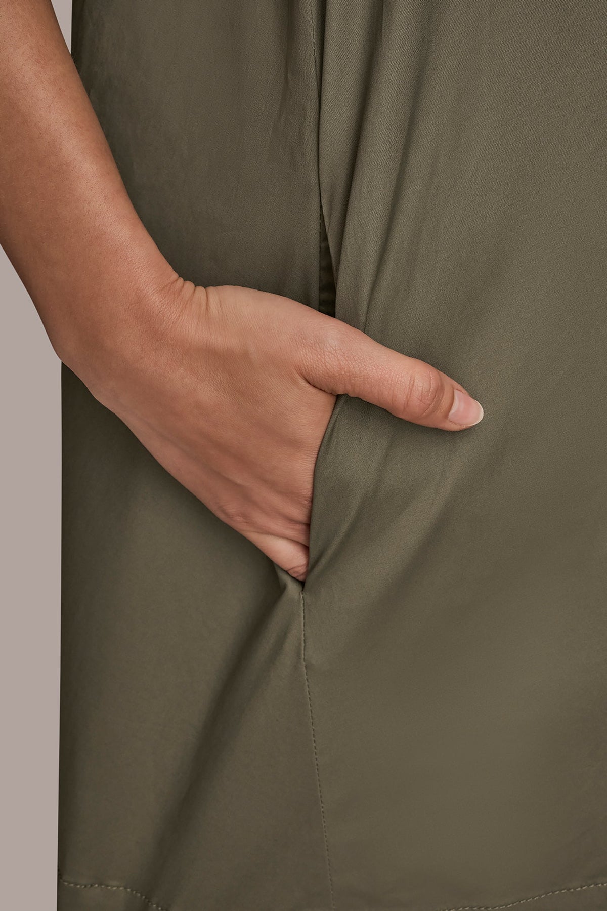 ELBOW-SLEEVE MINI SHIRT DRESS - KHAKI GREEN