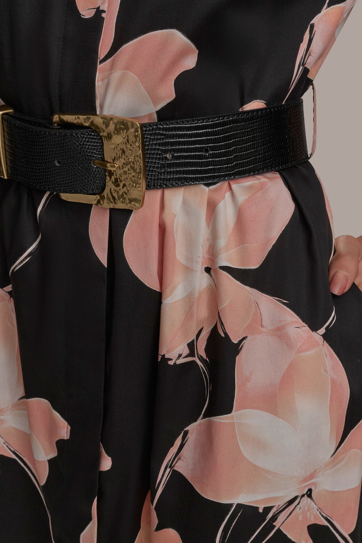SATEEN CAP SLEEVE PRINTED SHIRT DRESS - BLACK MULTI