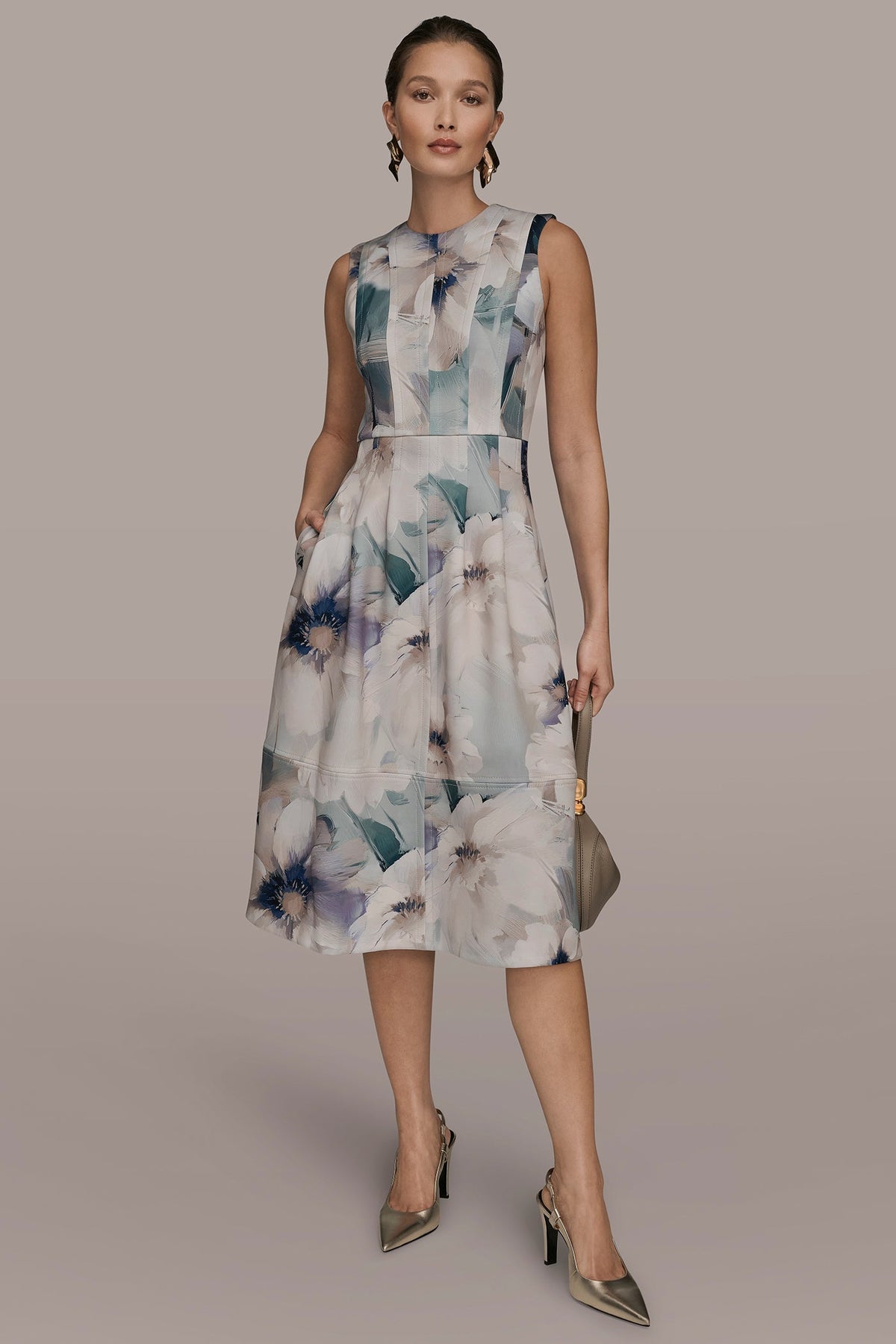 FLORAL SLEEVELESS MIDI DRESS - LAUREL MULTI