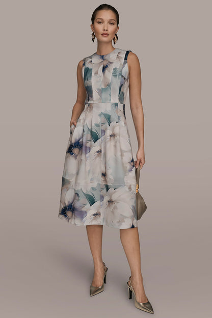 FLORAL SLEEVELESS MIDI DRESS - LAUREL MULTI