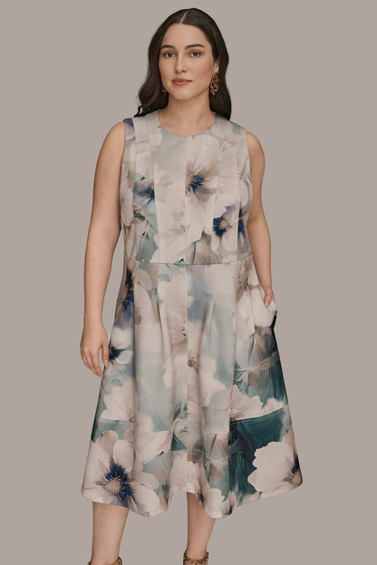 FLORAL SLEEVELESS MIDI DRESS - LAUREL MULTI