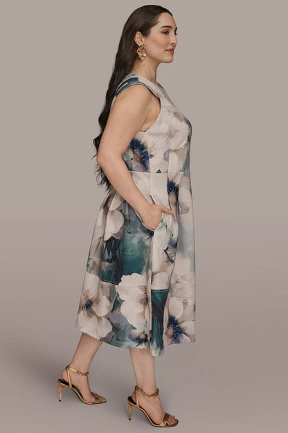 FLORAL SLEEVELESS MIDI DRESS - LAUREL MULTI