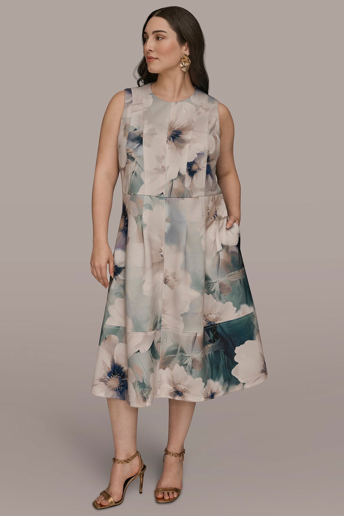 FLORAL SLEEVELESS MIDI DRESS - LAUREL MULTI