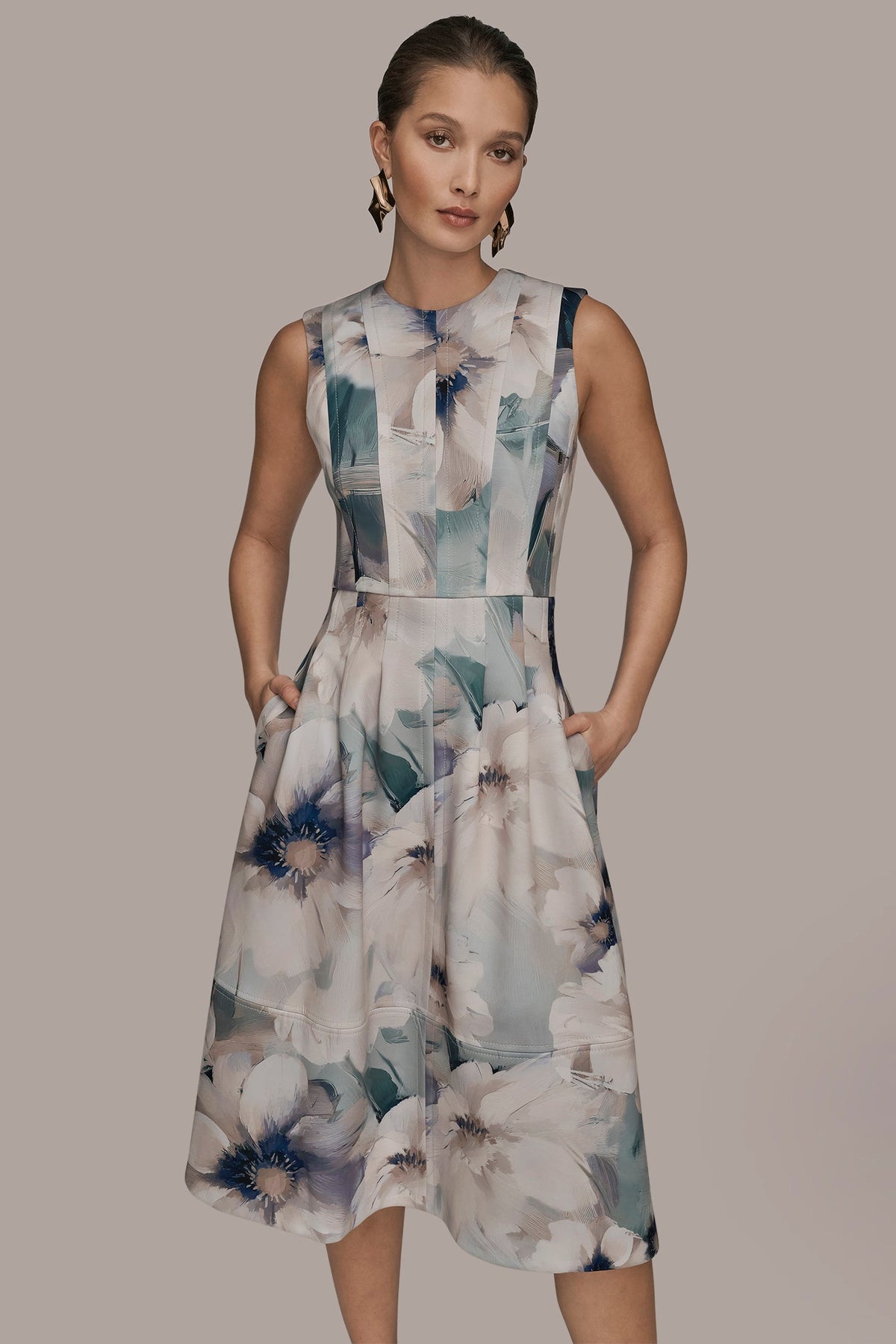 FLORAL SLEEVELESS MIDI DRESS - LAUREL MULTI