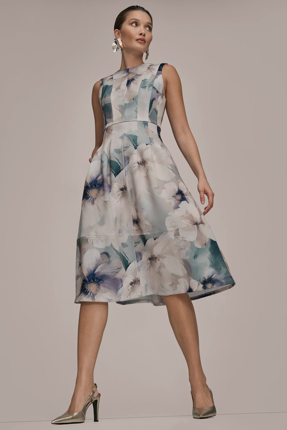 FLORAL SLEEVELESS MIDI DRESS - LAUREL MULTI
