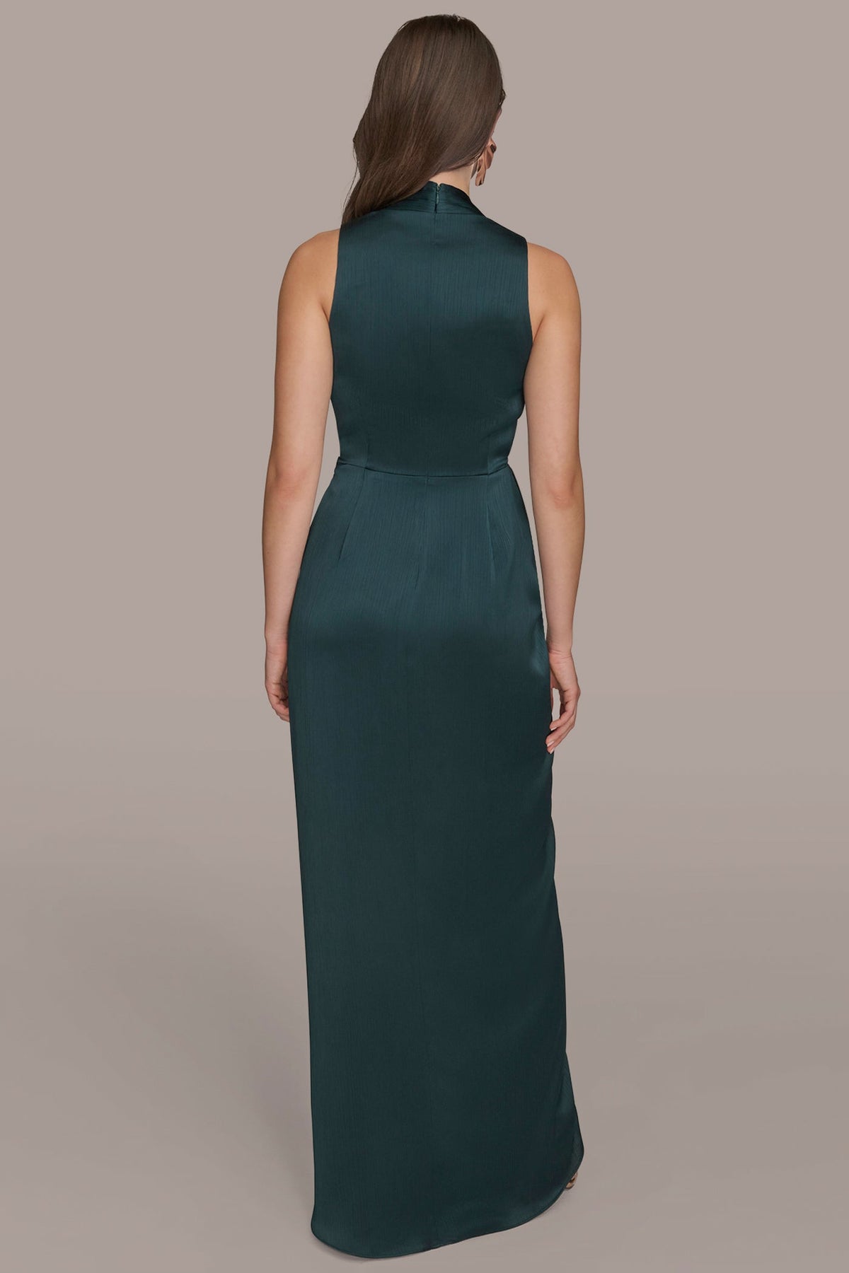 CRINKLE SATIN SLEEVELESS MAXI WRAP DRESS - HUDSON