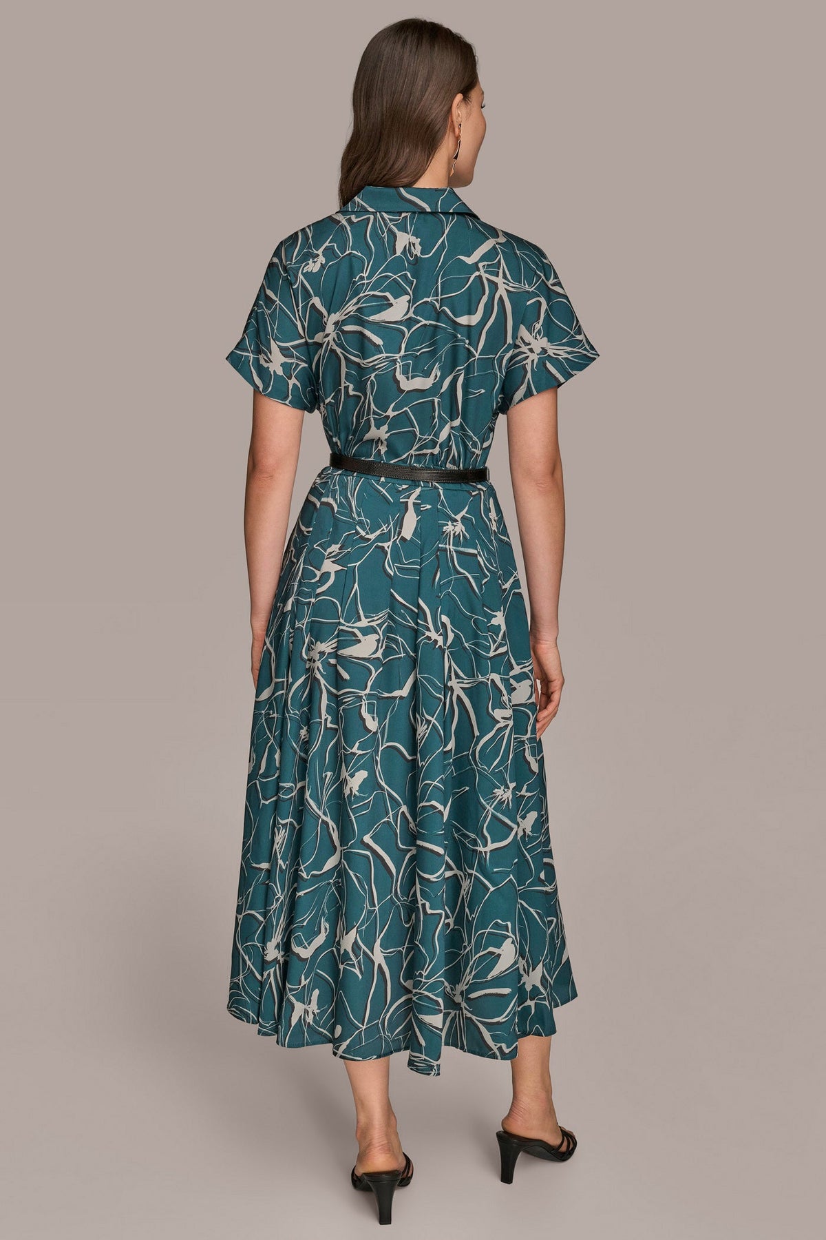 SHORT SLEEVE FLORAL MIDI SHIRT DRESS - HUDSON
