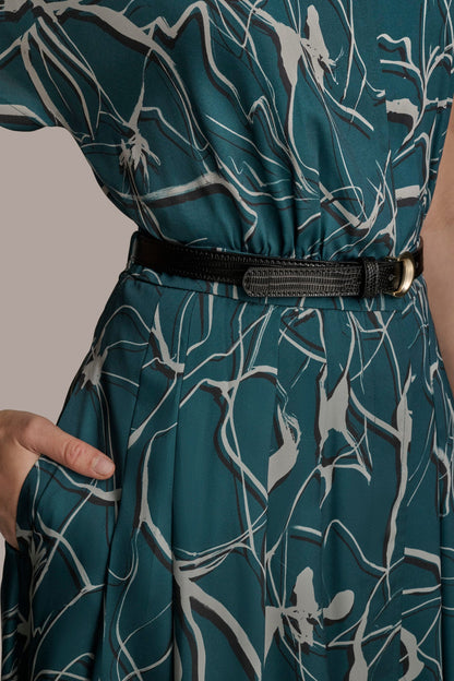 SHORT SLEEVE FLORAL MIDI SHIRT DRESS - HUDSON