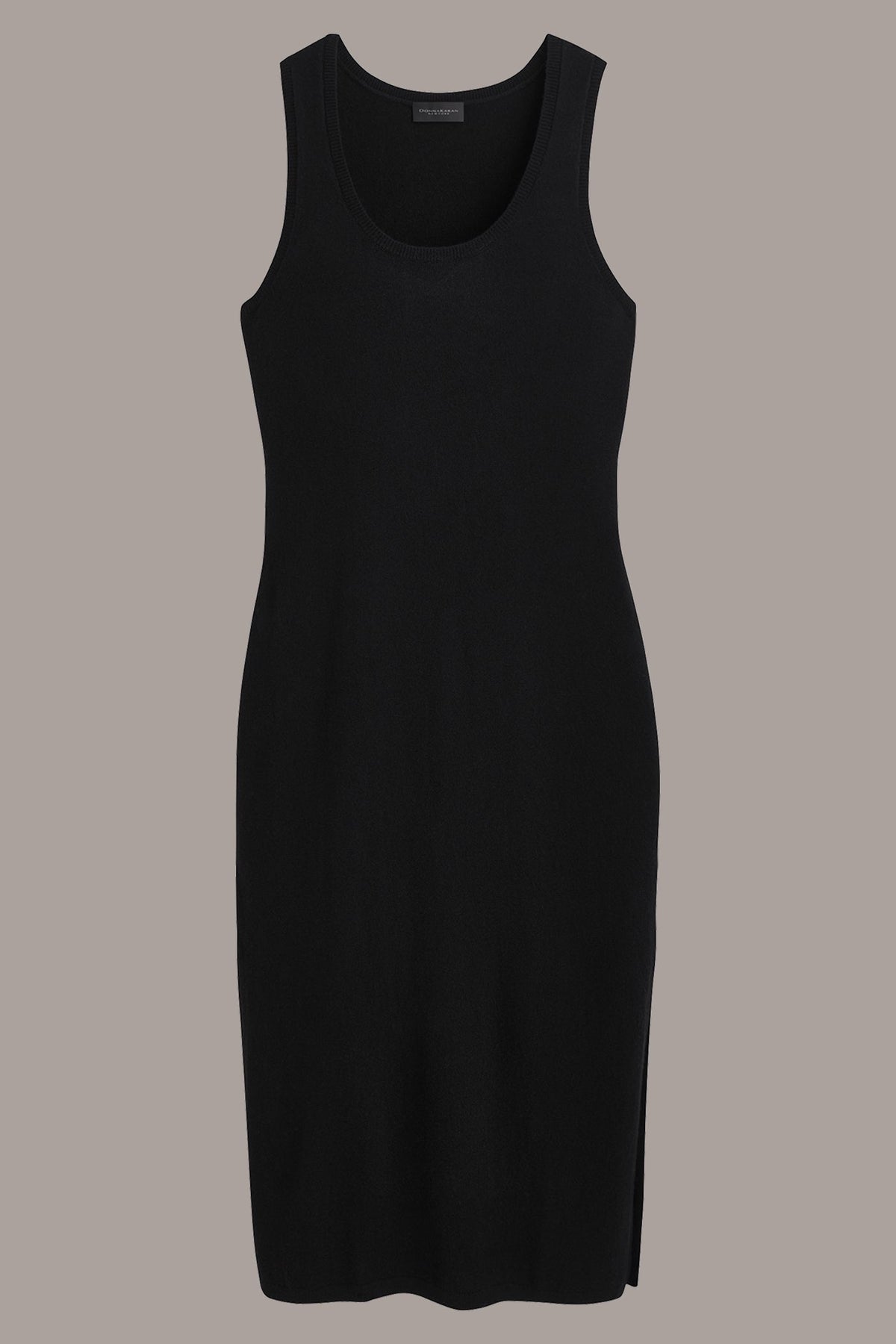 CASHMERE SLEEVELESS MIDI TANK DRESS - Black