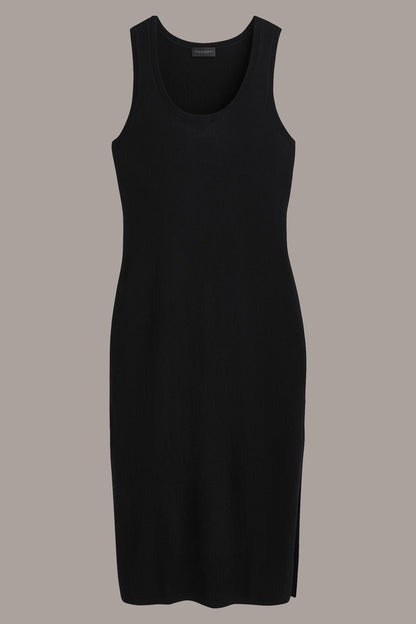 CASHMERE SLEEVELESS MIDI TANK DRESS - Black