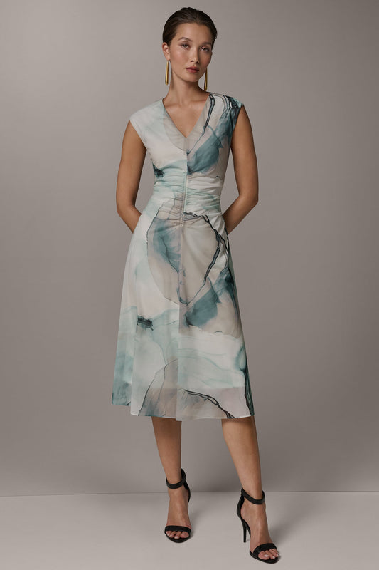 CHIFFON STRIPE MIDI SHIFT DRESS - Skylight Multi