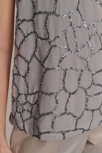 SHELL WITH SEQUIN DETAIL - CLAY