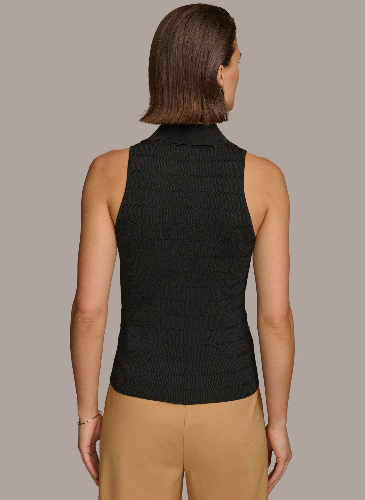 TEXTURE SWEATER WITH  GOLD BUTTONS - Black