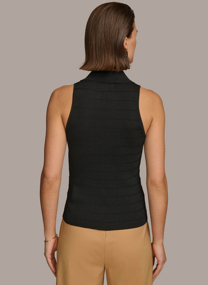TEXTURE SWEATER WITH  GOLD BUTTONS - Black