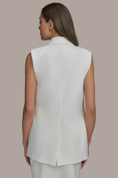 BUTTON VEST WITH POCKET DETAIL - CREAM
