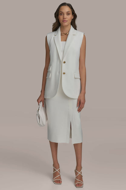 BUTTON VEST WITH POCKET DETAIL - CREAM