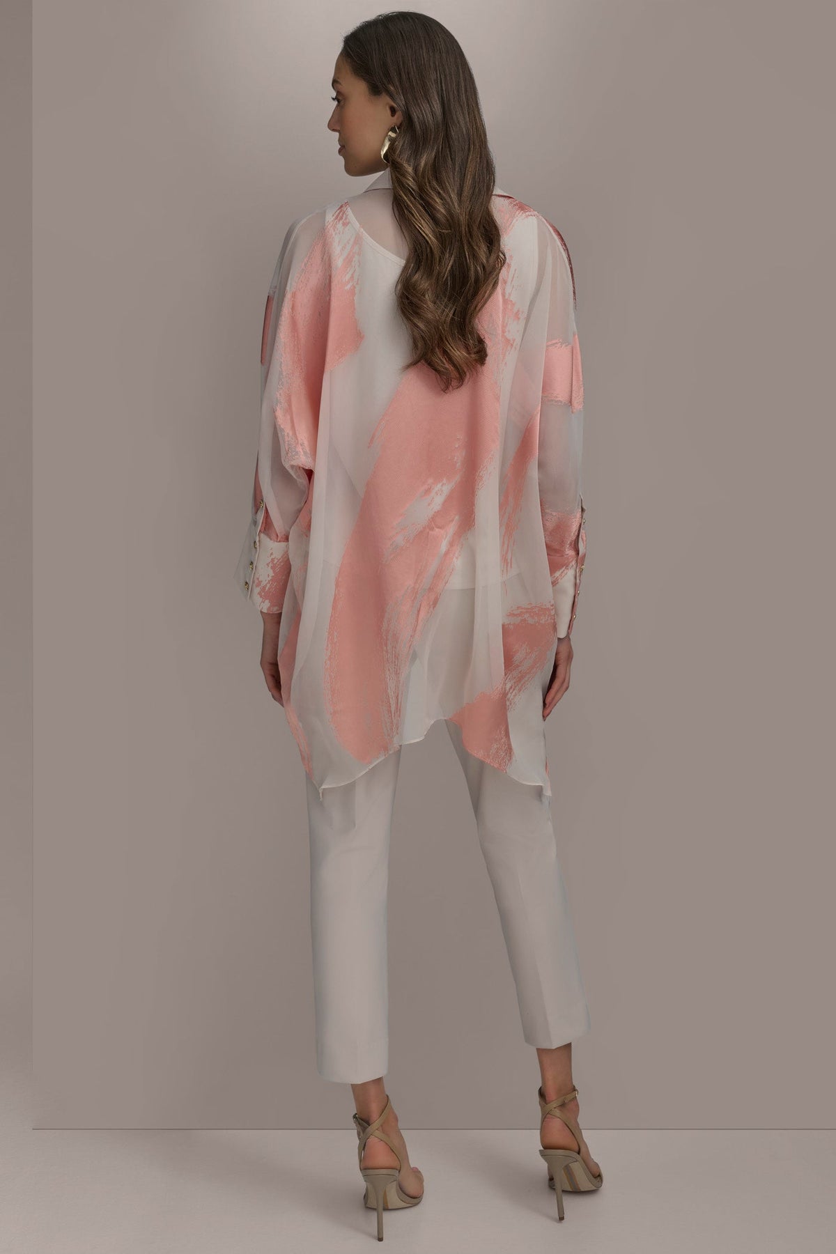 BRUSHSTROKE BURNOUT TOP - APRICOT COMBO