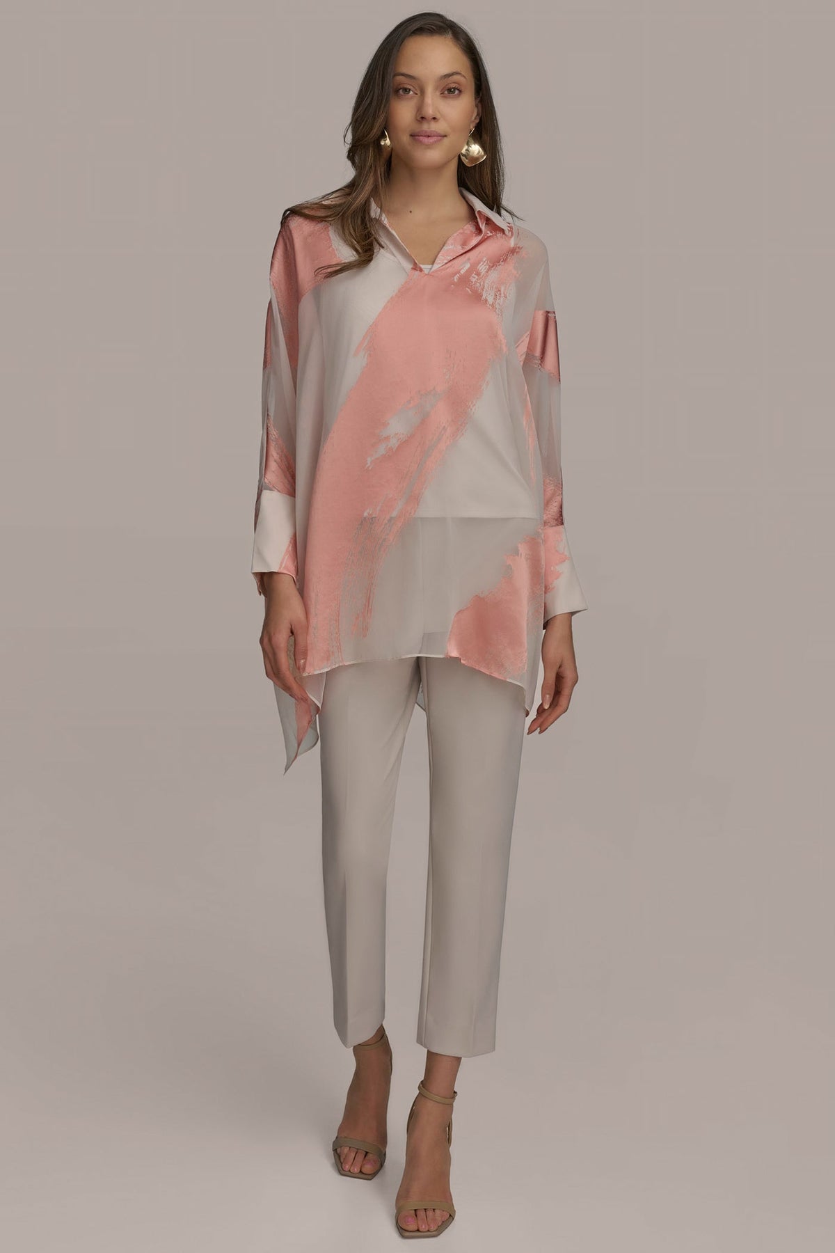 BRUSHSTROKE BURNOUT TOP - APRICOT COMBO