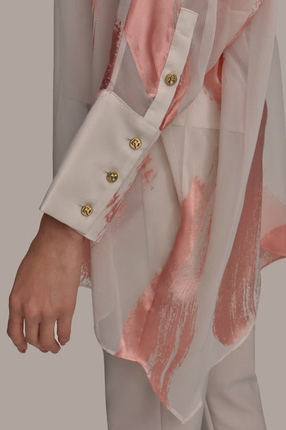 BRUSHSTROKE BURNOUT TOP - APRICOT COMBO