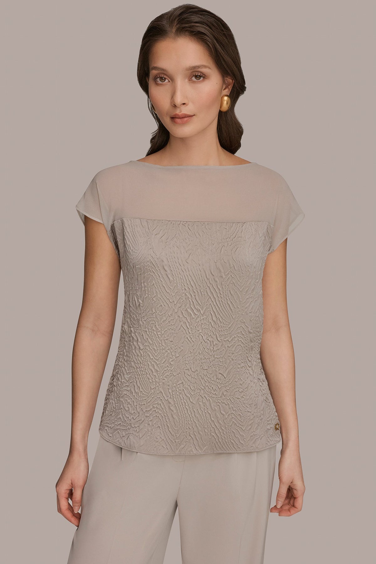 MESH AND JACQUARD BLOUSE - Turin