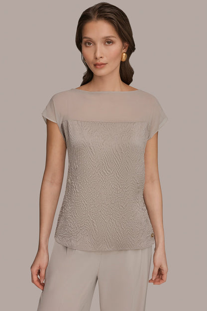 MESH AND JACQUARD BLOUSE - Turin
