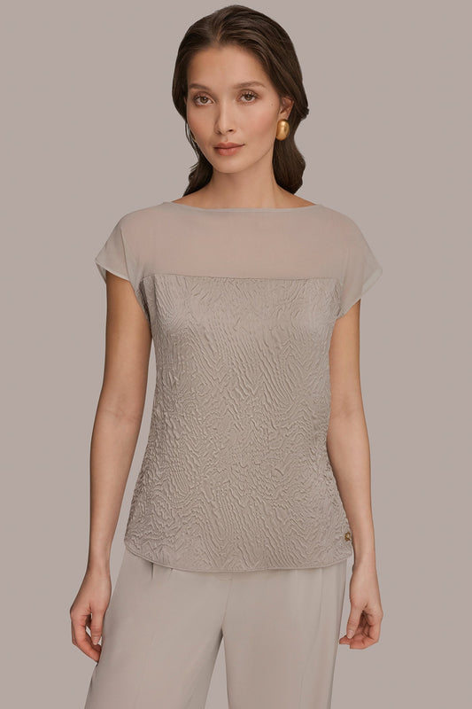 MESH AND JACQUARD BLOUSE - Turin