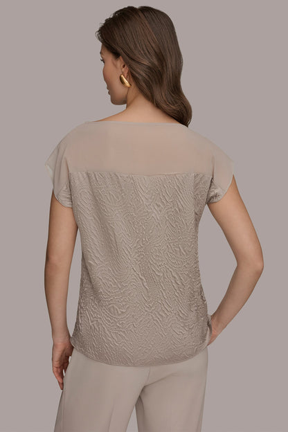 MESH AND JACQUARD BLOUSE - Turin