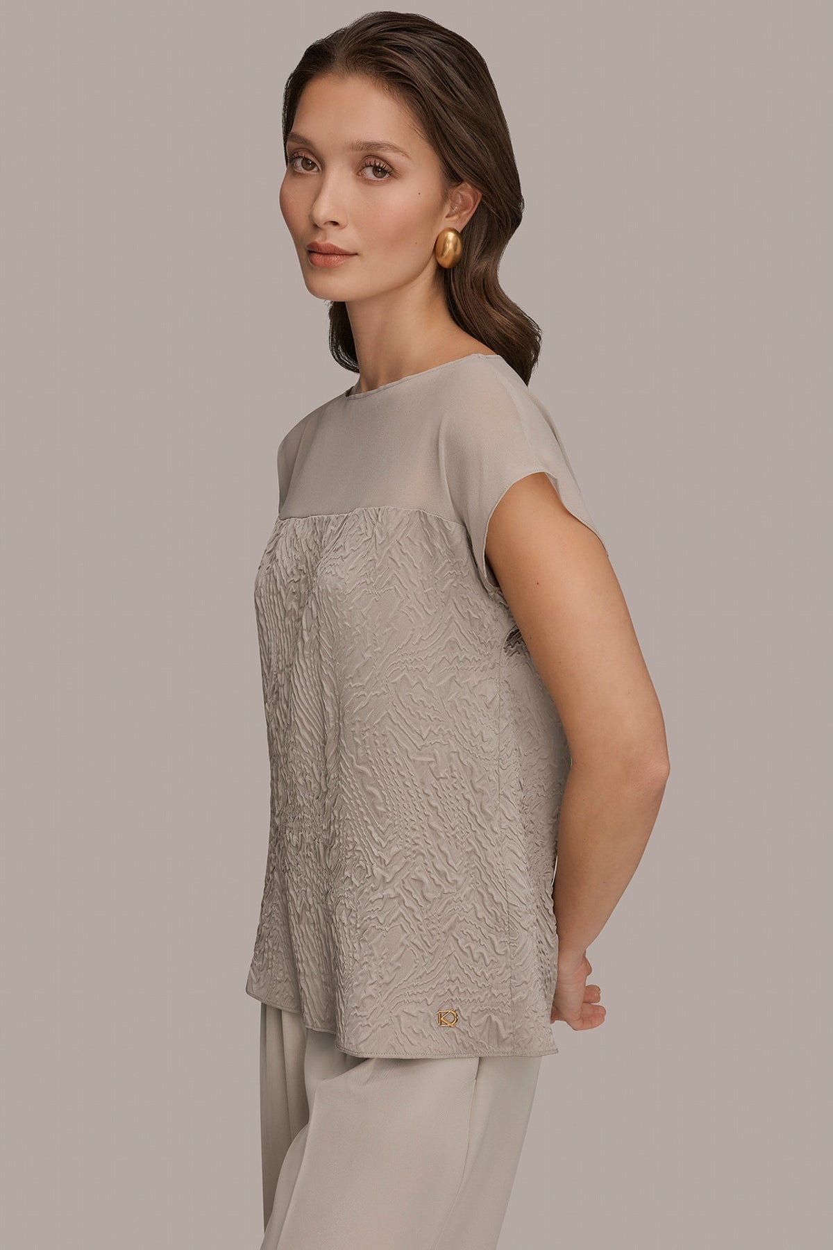 MESH AND JACQUARD BLOUSE - Turin