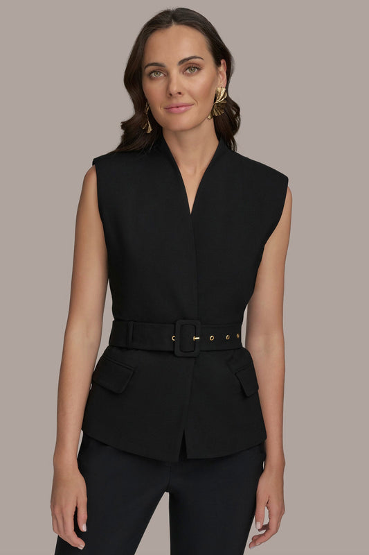 EXTENDED SHOULDER VEST - Black